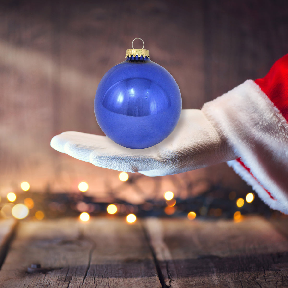 Glass Christmas Tree Ornaments - 80mm / 3.25" [4 Pieces] Designer Balls from Christmas By Krebs Seamless Hanging Holiday Decor (Victoria Blue Shine)