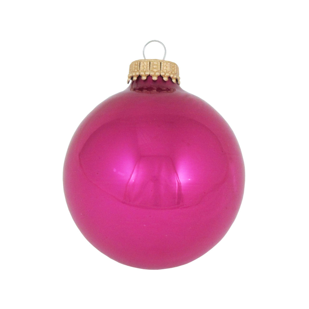 Christmas Tree Ornaments - 67mm / 2.625" Designer Glass Balls from Christmas by Krebs - Handmade Seamless Hanging Holiday Decorations for Trees - Set of 8