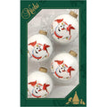 Glass Christmas Tree Ornaments - 67mm/2.625" [4 Pieces] Decorated Balls from Christmas by Krebs Seamless Hanging Holiday Decor (Porcelain White with Cardinals and Snowman)