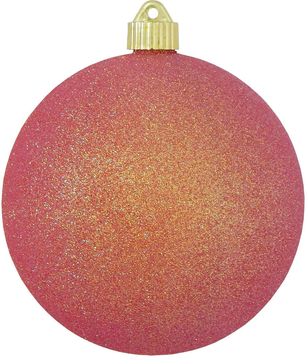 Christmas By Krebs 6" (150mm) Fire Red Glitter [2 Pieces] Solid Commercial Grade Indoor and Outdoor Shatterproof Plastic, Water Resistant Ball Ornament Decorations