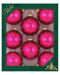Christmas By Krebs Made in The USA Designer Seamless Glass Christmas Ball Ornaments, 2 5/8" (67mm), 8 Pieces (Shiny Cabernet Pink)