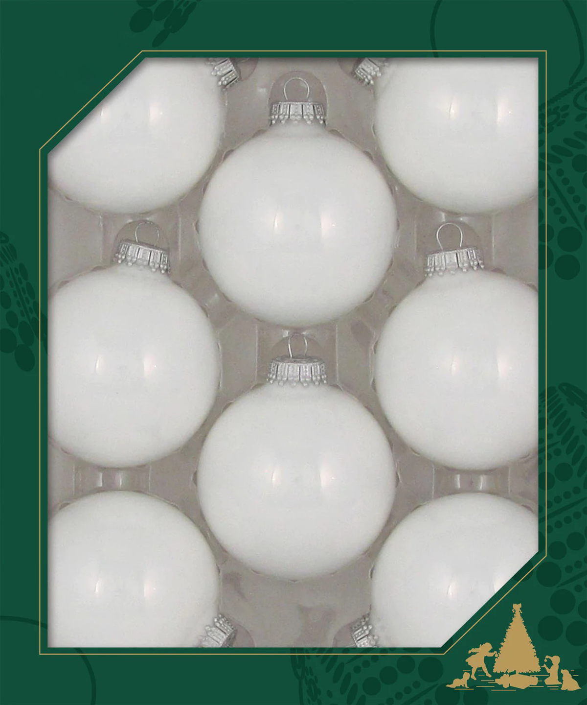 Christmas By Krebs Made in The USA Designer Seamless Glass Christmas Ball Ornaments, 2 5/8" (67mm), 8 Pieces (Shiny Porcelain White)