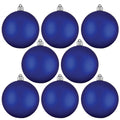 Christmas By Krebs 3 1/4" (80mm) Regal Blue [8 Pieces] Solid Commercial Grade Indoor and Outdoor Shatterproof Plastic, UV and Water Resistant Ball Ornament Decorations