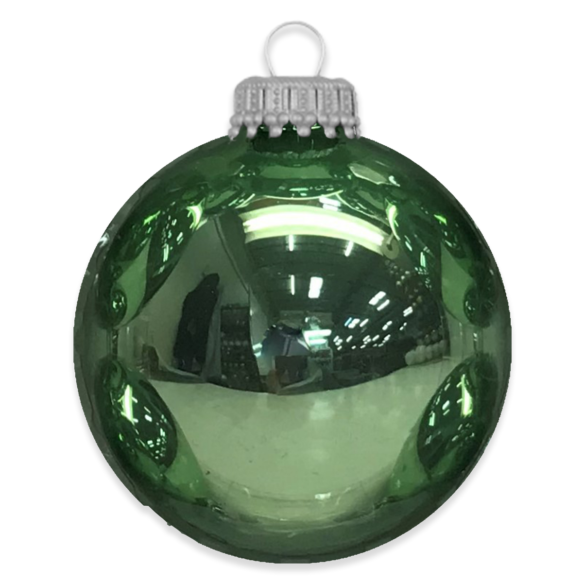 Christmas By Krebs 2 5/8" (67mm) Seamless Glass Ornament [8 Pieces], Decorated Designer Heirloom (Eucalyptus Shiny Green)