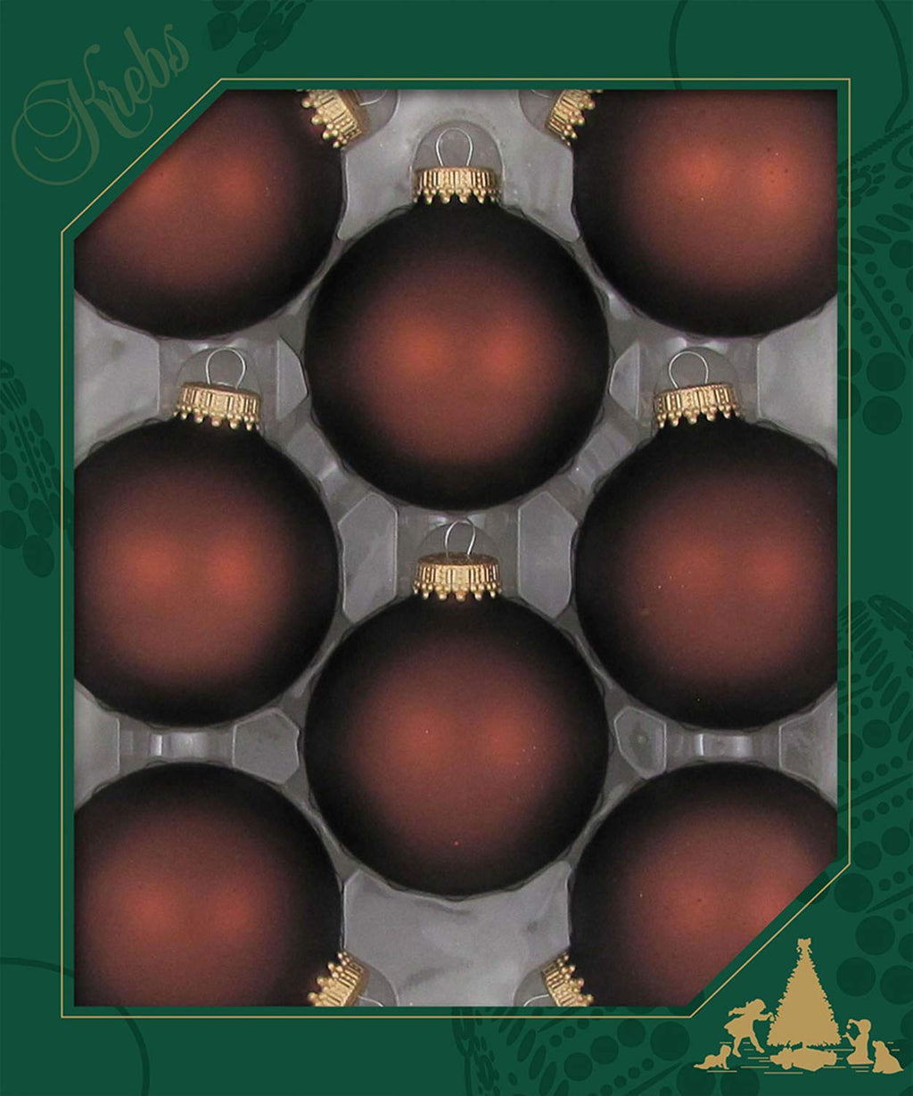 Christmas By Krebs 2 5/8" (67mm) Seamless Glass Ornament [8 Pieces], Decorated Designer Heirloom (Velvet Mustang Brown)