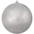 Christmas By Krebs 12" (300mm) Silver Glitter [1 Piece] Solid Commercial Grade Indoor and Outdoor Shatterproof Plastic, Water Resistant Ball Ornament Decorations