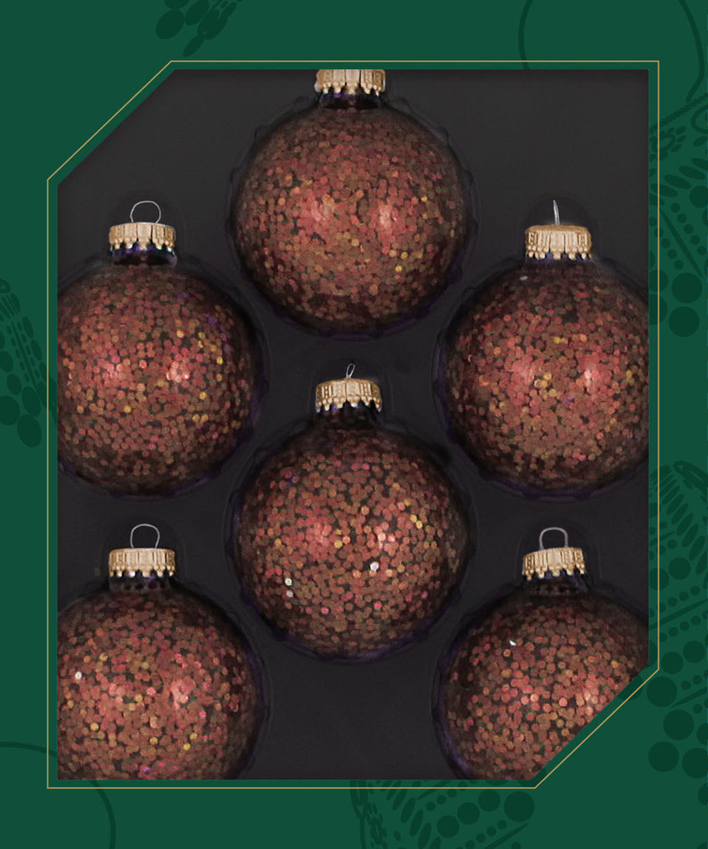 Glass Christmas Tree Ornaments - 67mm / 2.63" [6 Pieces] Designer Balls from Christmas By Krebs Seamless Hanging Holiday Decor