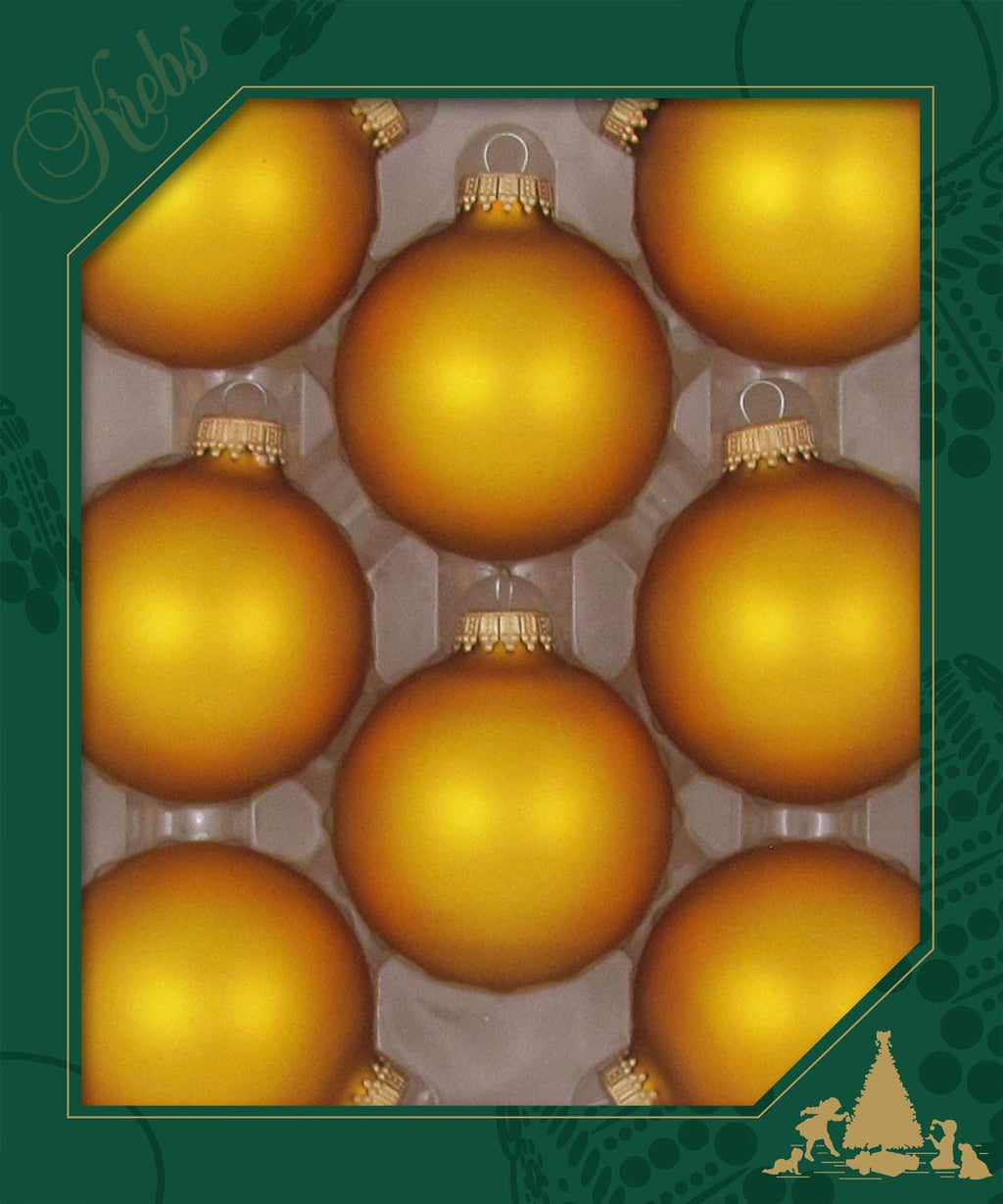 Christmas By Krebs 2 5/8" (67mm) Seamless Glass Ornament [8 Pieces], Decorated Designer Heirloom (Velvet Old Gold)
