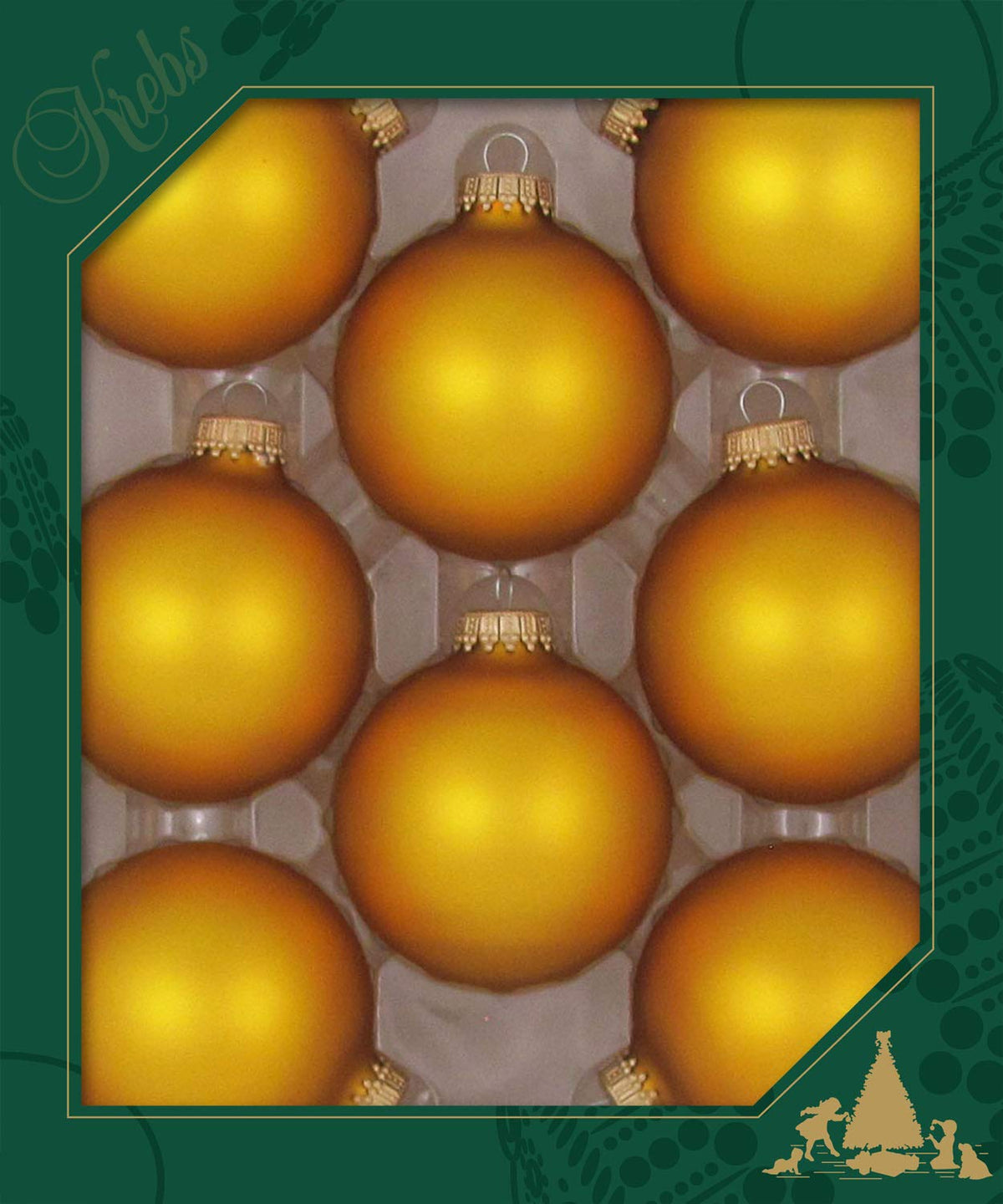 Christmas By Krebs 2 5/8" (67mm) Seamless Glass Ornament [8 Pieces], Decorated Designer Heirloom (Velvet Old Gold)