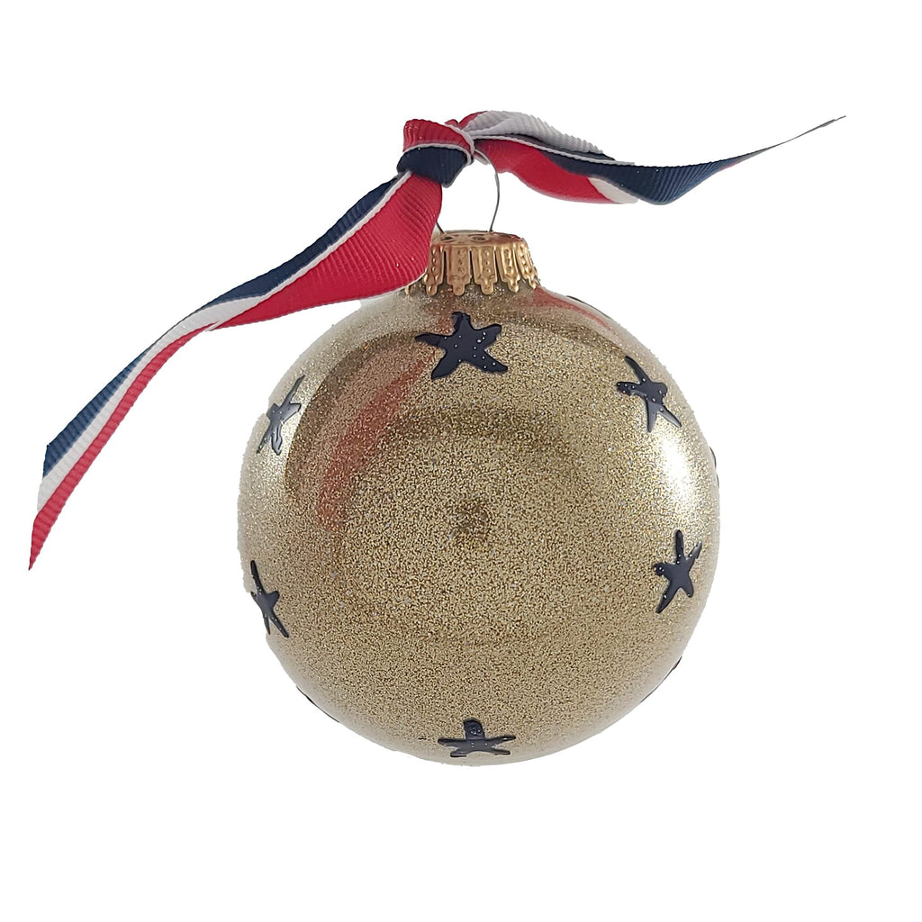 Christmas Tree Ornaments Made in the USA - 80mm / 3.25" Decorated Collectible Glass Balls from Christmas by Krebs - Handmade Hanging Holiday Decoration for Trees (HUGS Proud Navy Family)