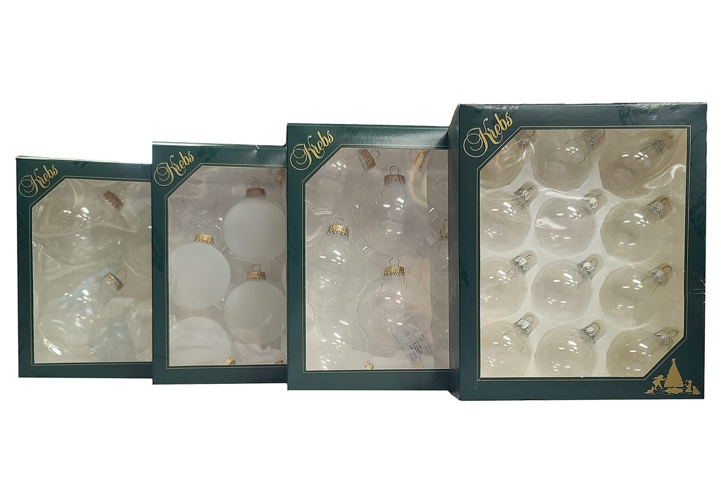 Glass Christmas Tree Ornaments - 80mm / 3.25" [4 Pieces] Designer Balls from Christmas By Krebs Seamless Hanging Holiday Decor (Frost Gold Cap)