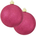 Christmas By Krebs 6" (150mm) Cabernet Pink Glitter [2 Pieces] Solid Commercial Grade Indoor and Outdoor Shatterproof Plastic, Water Resistant Ball Ornament Decorations