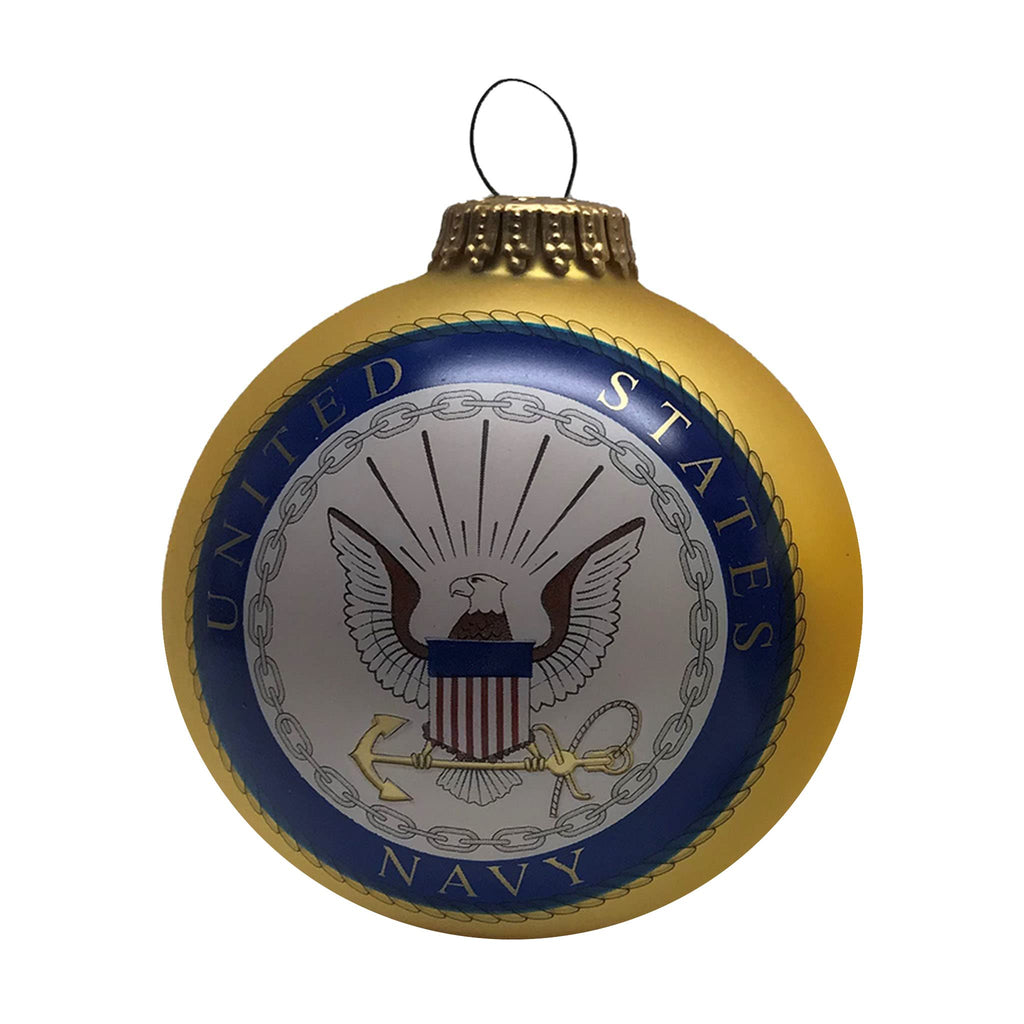 Christmas Tree Ornaments Made in the USA - 80mm / 3.25" Decorated Collectible Glass Balls from Christmas by Krebs - Handmade Hanging Holiday Decoration for Trees (USN with Established Date)