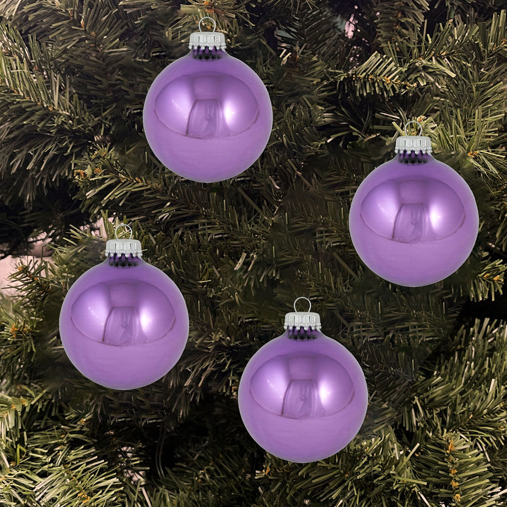 Christmas By Krebs 2 5/8" (67mm) Seamless Glass Ornament [8 Pieces], Decorated Designer Heirloom (Shiny Amethyst Purple)