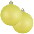 Christmas By Krebs 6" (150mm) Yellow Glitter [2 Pieces] Solid Commercial Grade Indoor and Outdoor Shatterproof Plastic, Water Resistant Ball Ornament Decorations