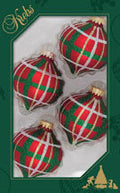 Glass Christmas Tree Ornaments - 67mm/2.625" [4 Pieces] Decorated Balls from Christmas by Krebs Seamless Hanging Holiday Decor