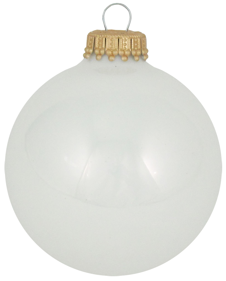 Christmas By Krebs 2 5/8" (67mm) Seamless Glass Ornament [8 Pieces], Decorated Designer Heirloom (Shiny Porcelain White)