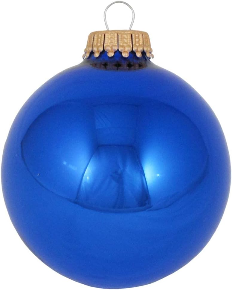 Glass Christmas Tree Ornaments - 50mm / 2" [12 Pieces] Designer Balls from Christmas by Krebs - Handmade Seamless Hanging Holiday Decorations for Trees (Victoria Blue)