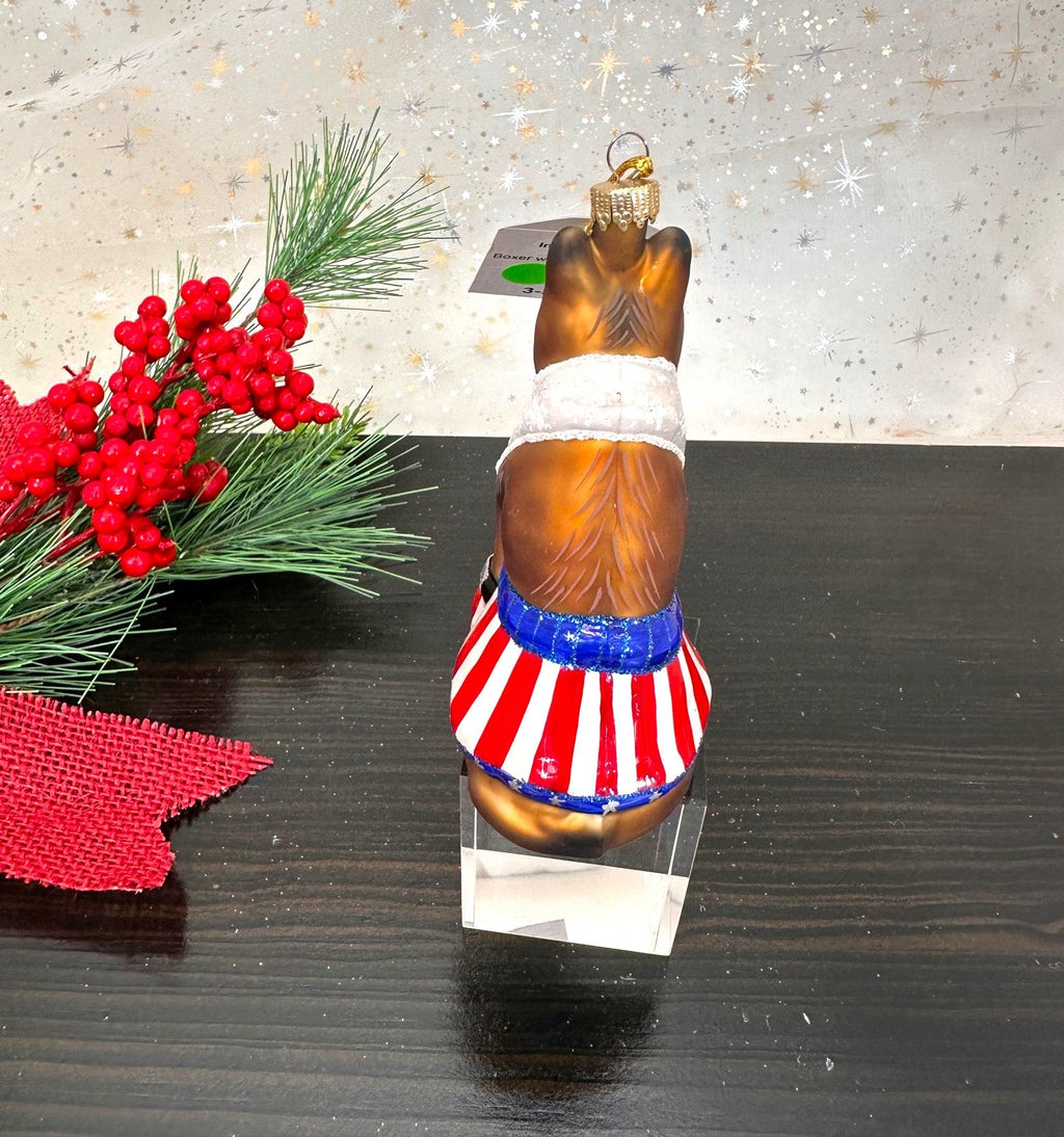 Christmas By Krebs Blown Glass  Collectible Tree Ornaments  (Boxer Dog)