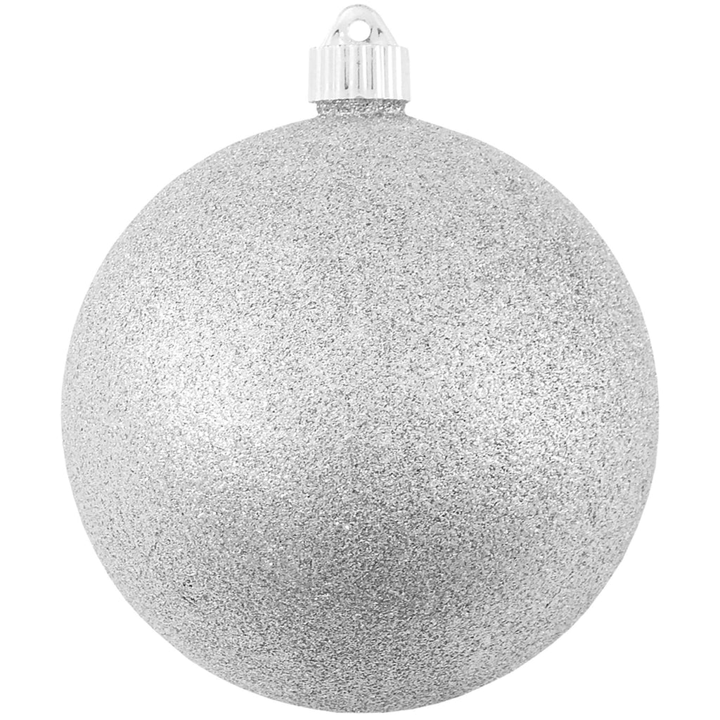 Christmas By Krebs 6" (150mm) Silver Glitter [2 Pieces] Solid Commercial Grade Indoor and Outdoor Shatterproof Plastic, Water Resistant Ball Ornament Decorations