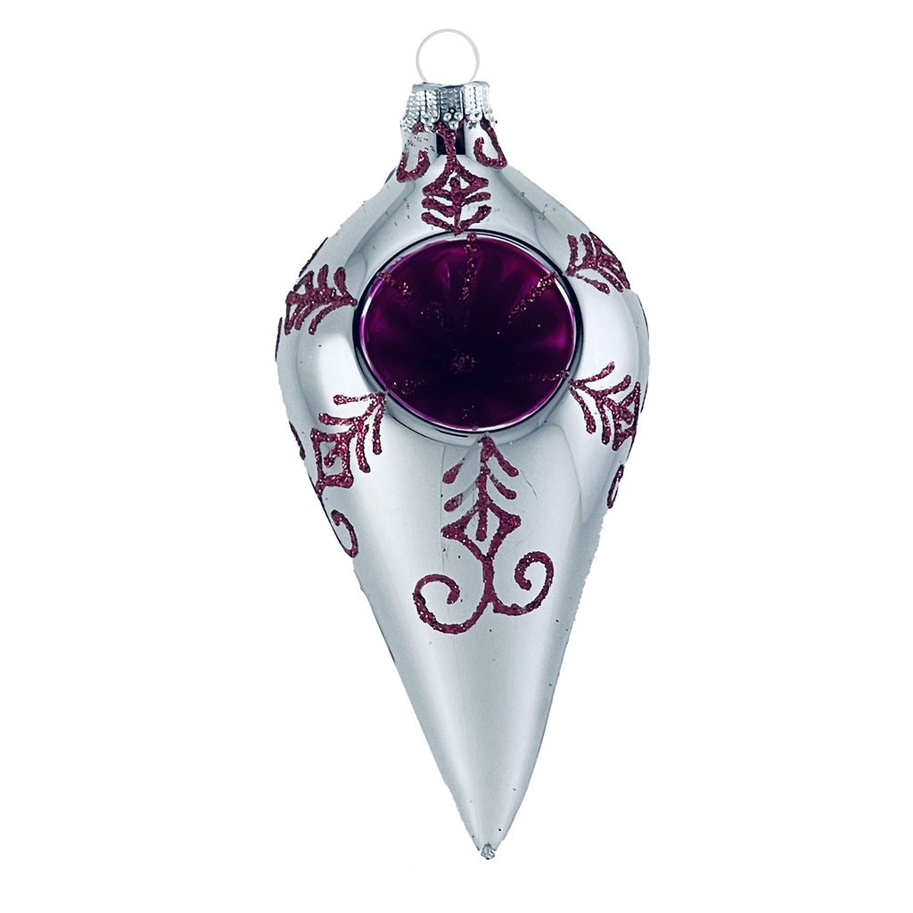 Glass Christmas Tree Ornaments - 67mm/2.625" [4 Pieces] Decorated Balls from Christmas by Krebs Seamless Hanging Holiday Decor (Bright Silver 4" Drops with Reflectors)