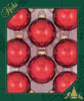 Christmas By Krebs Made in The USA Designer Seamless Glass Christmas Ball Ornaments, 2 5/8" (67mm), 8 Pieces (Shiny Christmas Red)