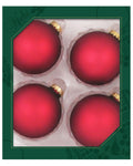 Glass Christmas Tree Ornaments - 80mm / 3.25" [4 Pieces] Designer Balls from Christmas By Krebs Seamless Hanging Holiday Decor (Red Velvet)