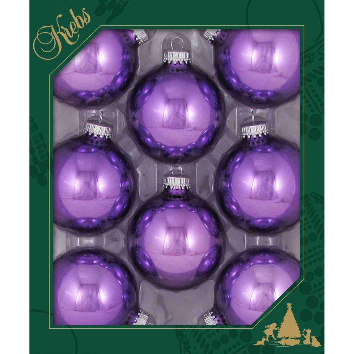 Christmas By Krebs 2 5/8" (67mm) Seamless Glass Ornament [8 Pieces], Decorated Designer Heirloom (Shiny Amethyst Purple)