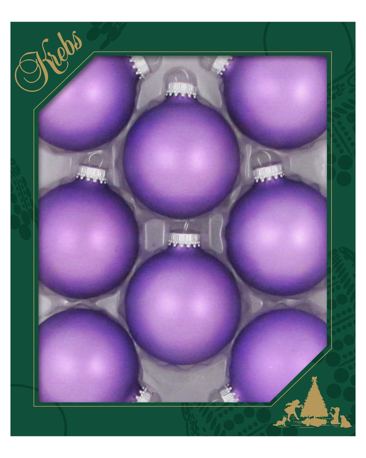 Christmas By Krebs Made in The USA Designer Seamless Glass Christmas Ball Ornaments, 2 5/8" (67mm), 8 Pieces (Velvet Amethyst Purple)