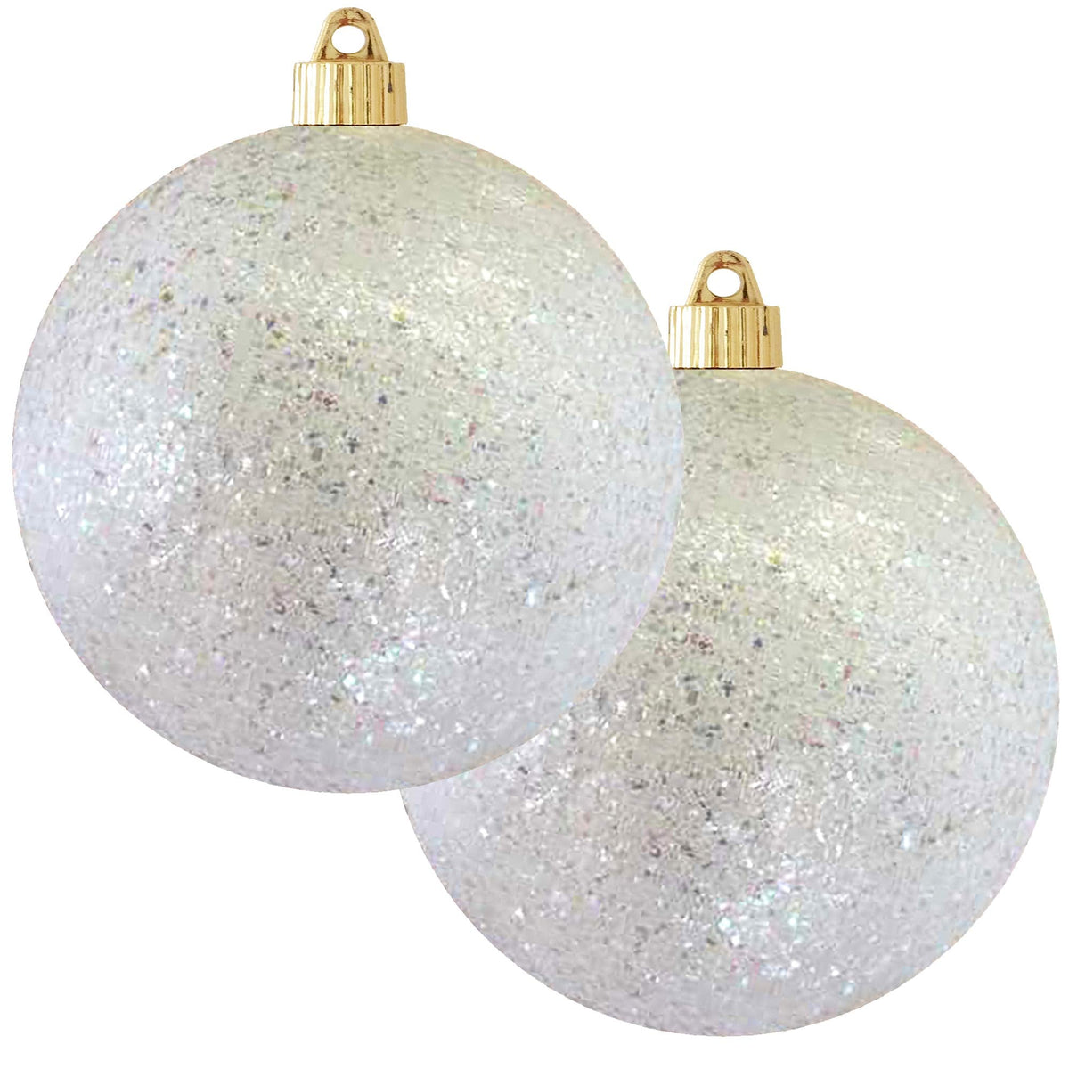 Christmas By Krebs Ornament, Commercial Grade Indoor and Outdoor Shatterproof Plastic, Water Resistant Ball Ornament Decorations (White Confetti Glitter, 6 inch (150mm))