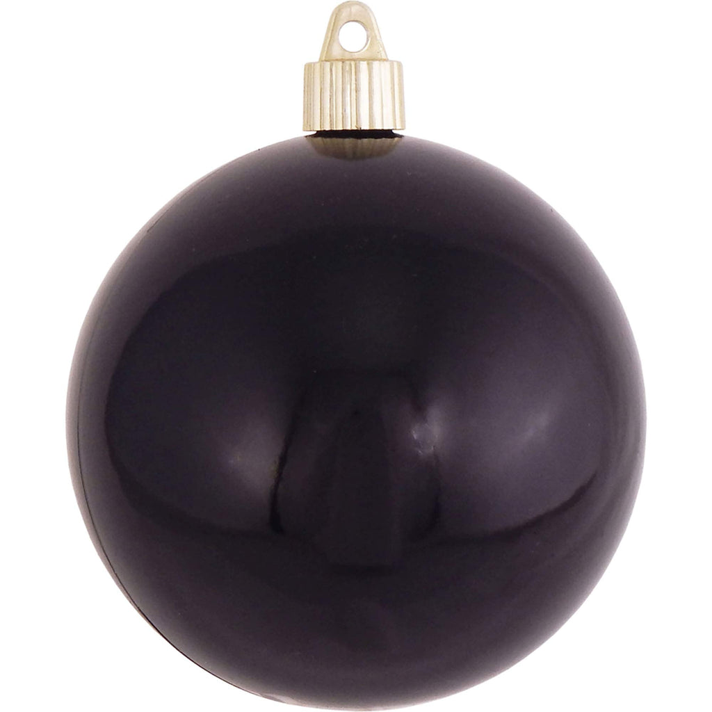 Christmas By Krebs 4" (100mm) Shiny Onyx Black [4 Pieces] Solid Commercial Grade Indoor and Outdoor Shatterproof Plastic, UV and Water Resistant Ball Ornament Decorations