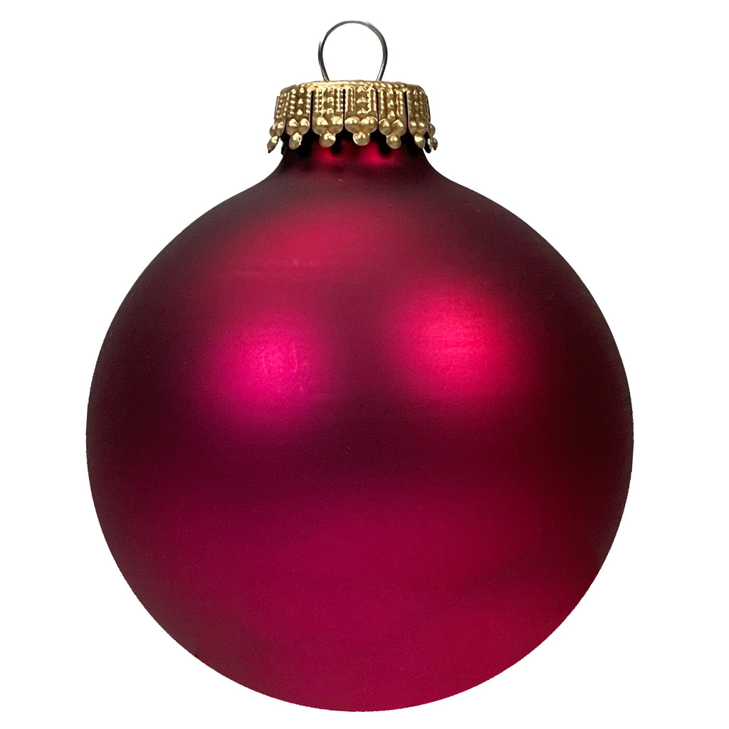 Christmas By Krebs 2 5/8" (67mm) Seamless Glass Ornament [8 Pieces], Decorated Designer Heirloom (Velvet Garnet Red)