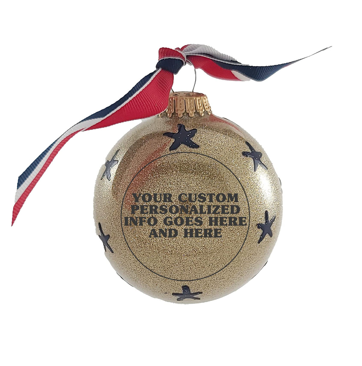 Christmas Tree Ornaments Made in the USA - 80mm / 3.25" Decorated Collectible Glass Balls from Christmas by Krebs - Handmade Hanging Holiday Decoration for Trees (HUGS Proud Navy Family)