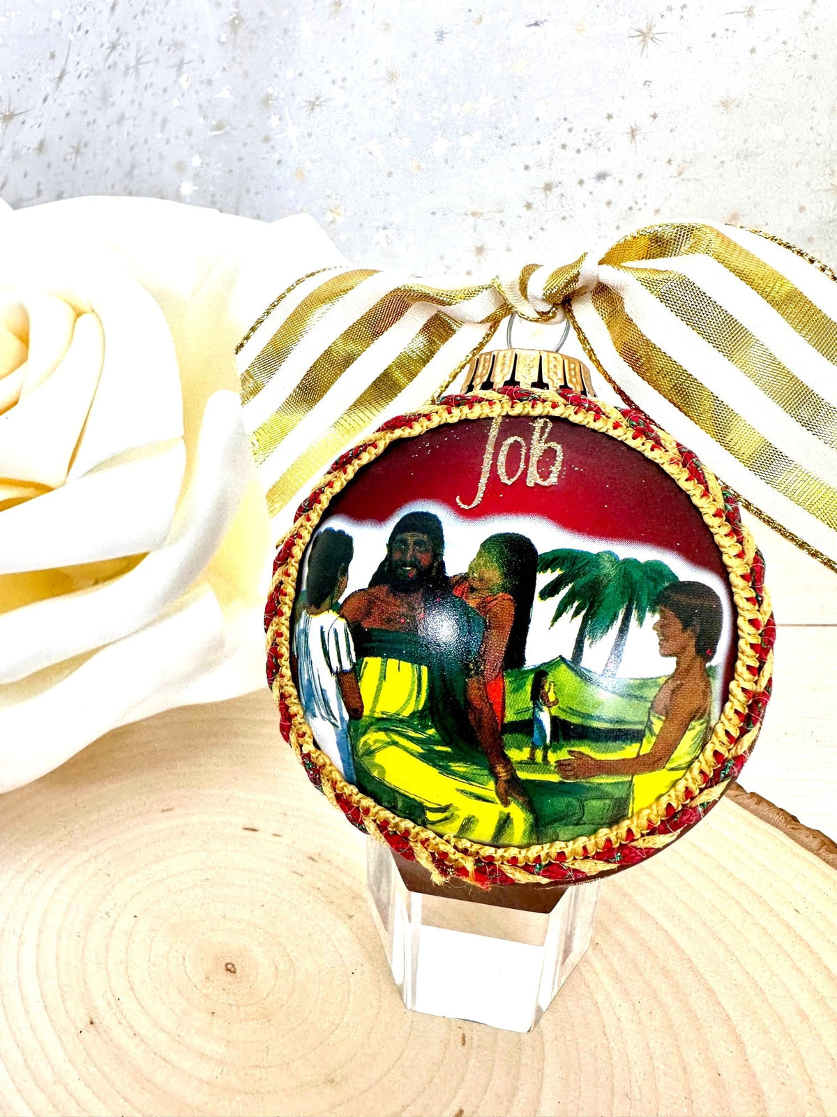 3 1/4" Collectable Bible Hero Glass Ornament Made in USA | Hugs Special Occasions Keepsake Gifts |  (Bible Hero Job)