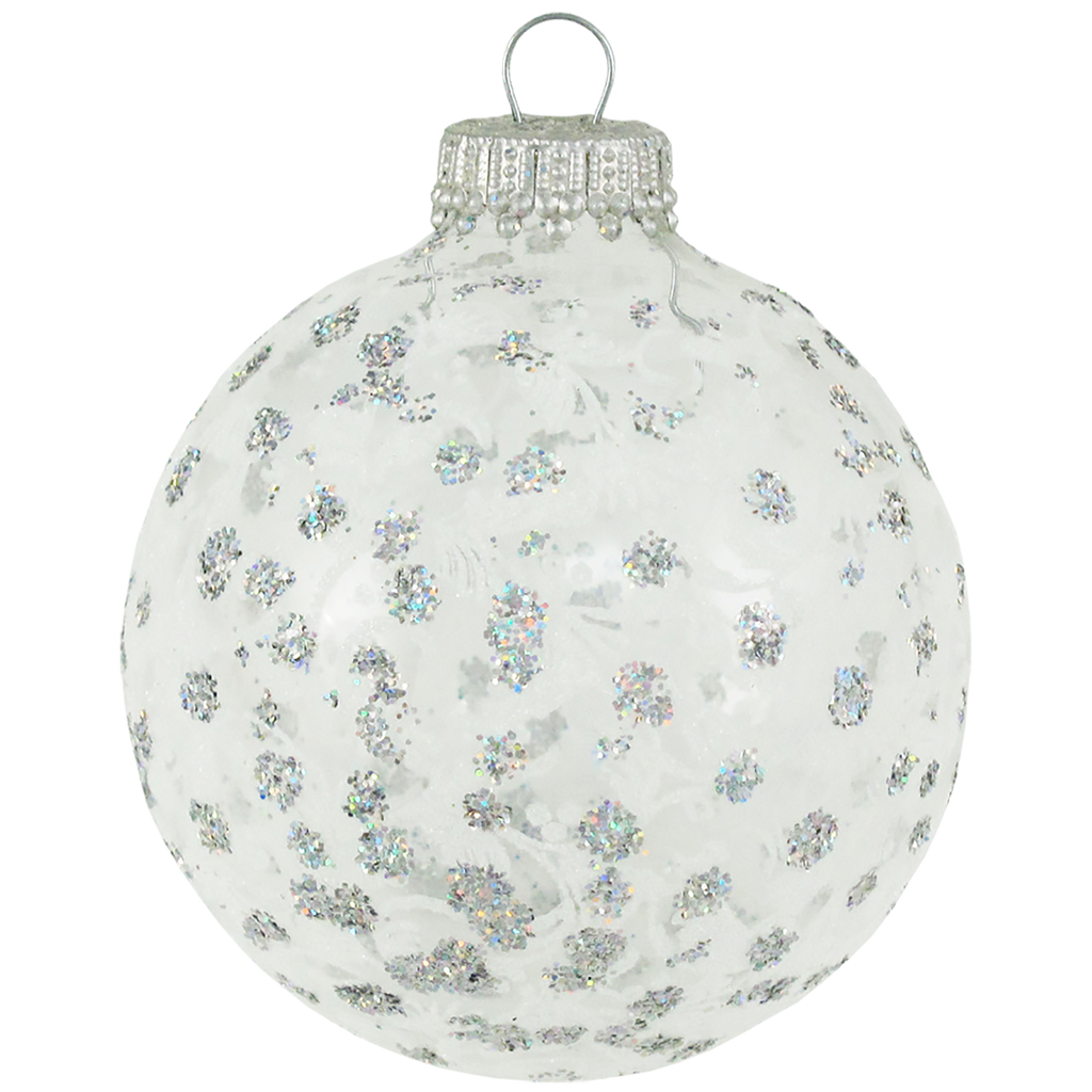 Glass Christmas Tree Ornaments - 67mm/2.63" [4 Pieces] Decorated Balls from Christmas by Krebs Seamless Hanging Holiday Decor
