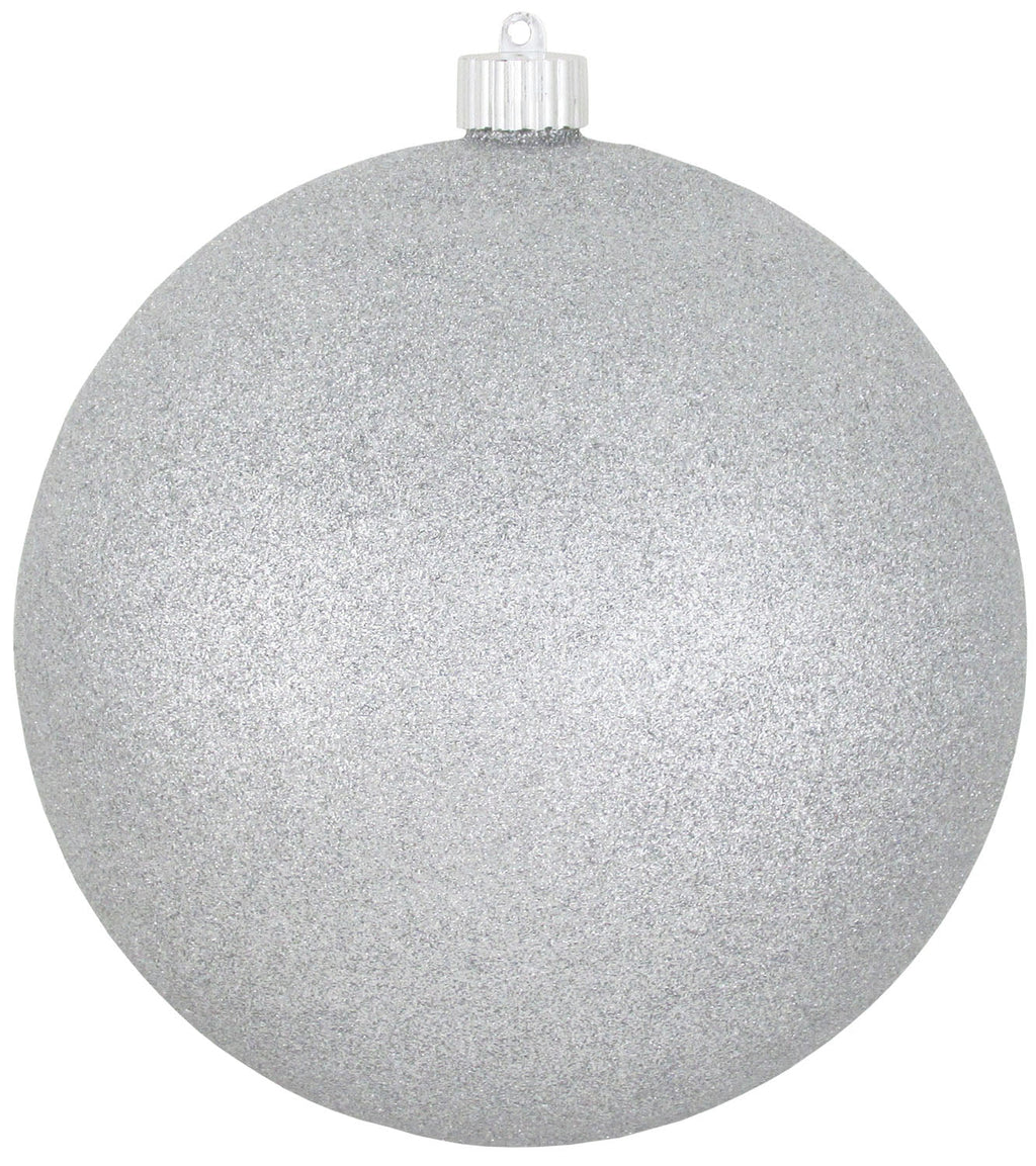 Christmas By Krebs 8" (200mm) Silver Glitter [1 Piece] Solid Commercial Grade Indoor and Outdoor Shatterproof Plastic, Water Resistant Ball Ornament Decorations