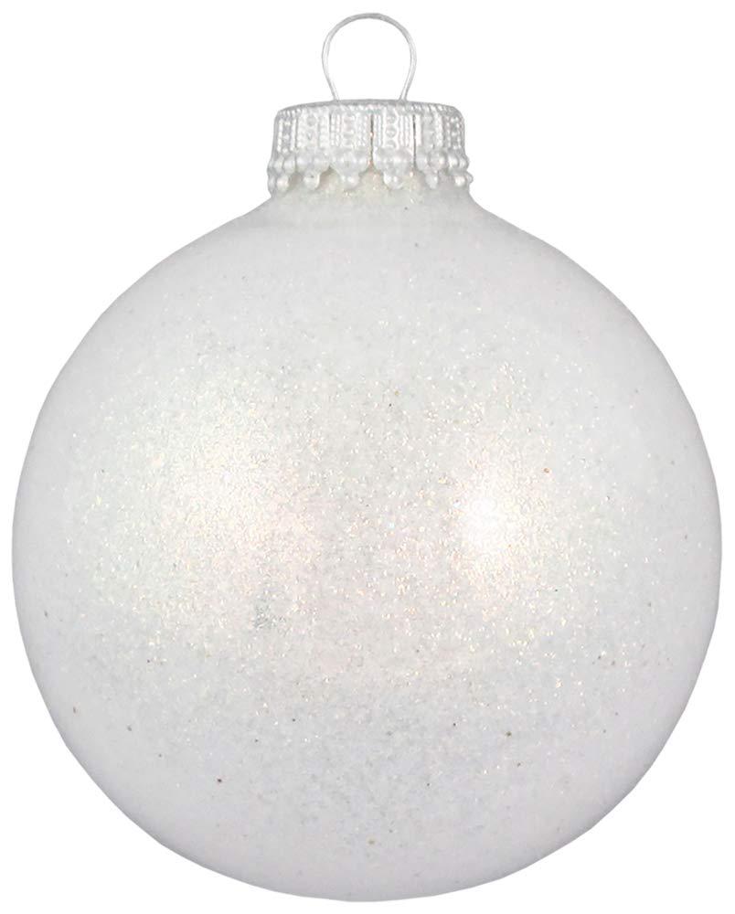 Glass Christmas Tree Ornaments - 67mm / 2.63" [6 Pieces] Designer Balls from Christmas By Krebs Seamless Hanging Holiday Decor (Snow Sparkle)
