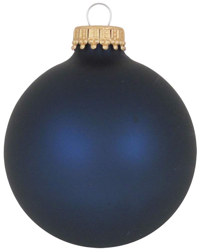 Christmas By Krebs Made in The USA Designer Seamless Glass Christmas Ball Ornaments, 2 5/8" (67mm), 8 Pieces (Velvet Midnight Haze Blue)