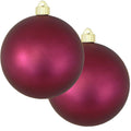 Christmas By Krebs 6" (150mm) Velvet Bayberry Red [2 Pieces] Solid Commercial Grade Indoor and Outdoor Shatterproof Plastic, UV and Water Resistant Ball Ornament Decorations