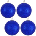Christmas By Krebs Ornament, Commercial Grade Indoor and Outdoor Shatterproof Plastic, Water Resistant Ball Ornament Decorations (Blue Glitz, 4 3/4 inch (120mm))
