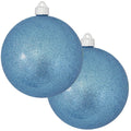 Christmas By Krebs 6" (150mm) Light Blue Glitter [2 Pieces] Solid Commercial Grade Indoor and Outdoor Shatterproof Plastic, Water Resistant Ball Ornament Decorations
