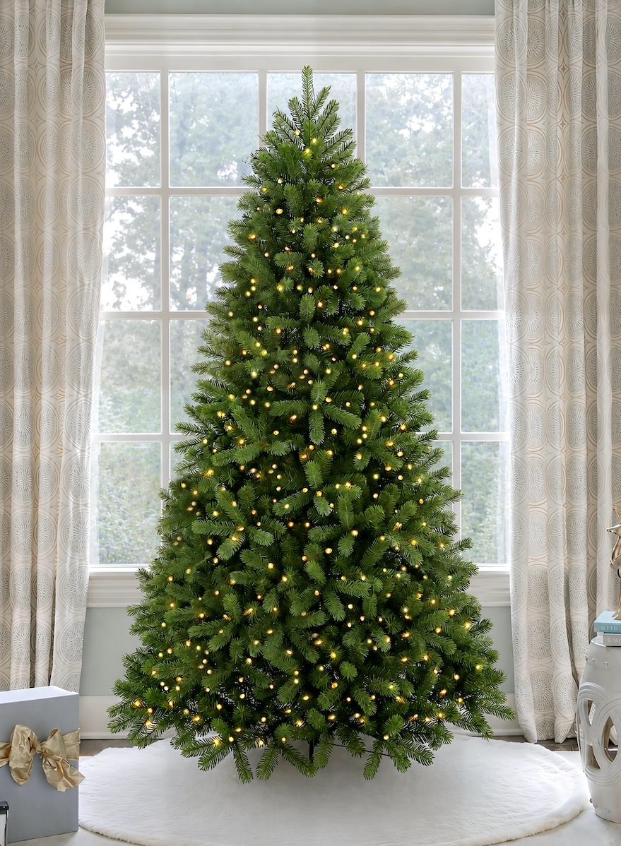 9' King Douglas Fir Artificial Christmas Tree with 1200 Warm White & Multi-Color LED Lights