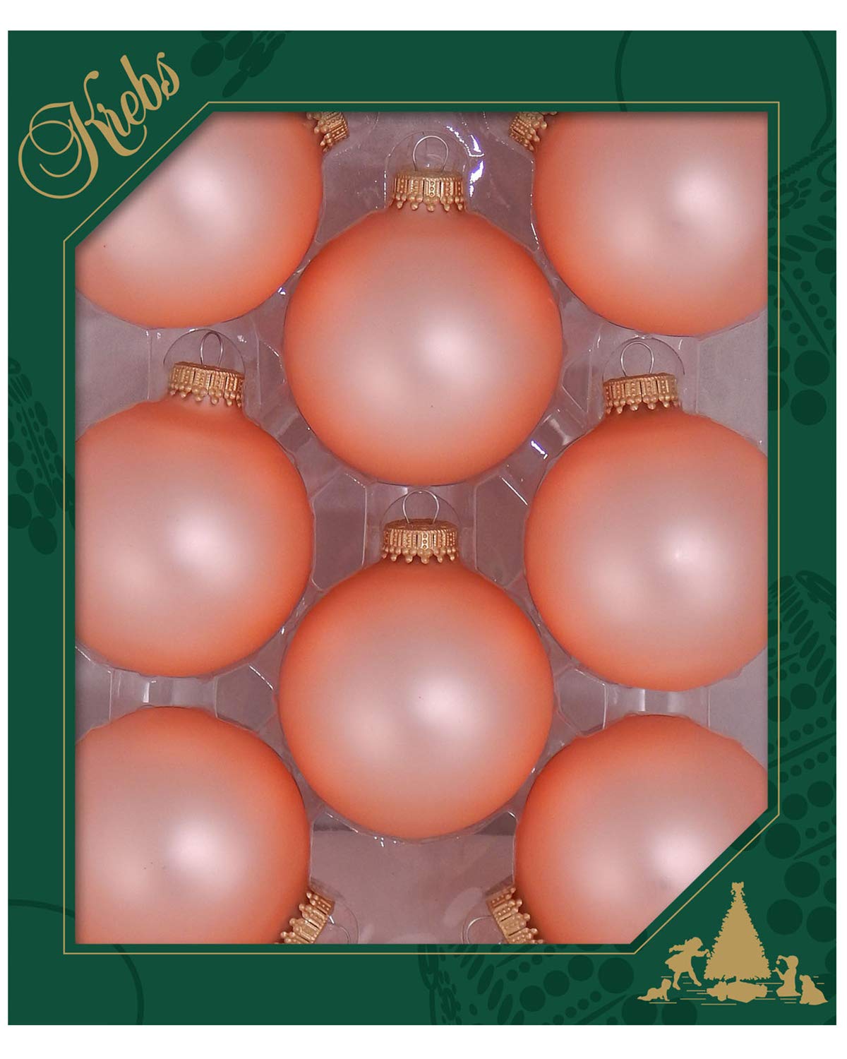 Christmas By Krebs 2 5/8" (67mm) Seamless Glass Ornament [8 Pieces], Decorated Designer Heirloom (Velvet Coral Pink)