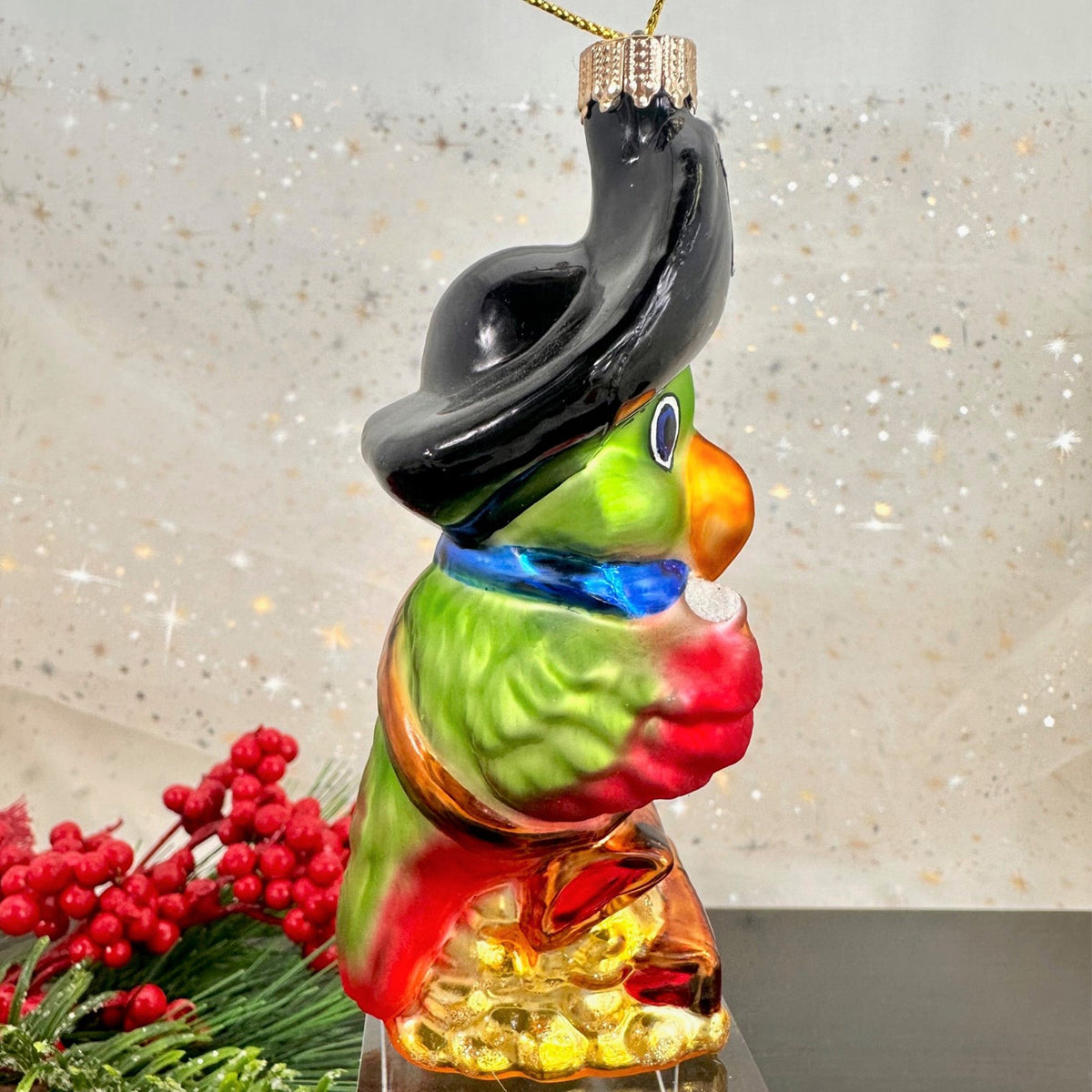 Christmas By Krebs Blown Glass  Collectible Tree Ornaments  (4 3/4" Pirate Parrot)
