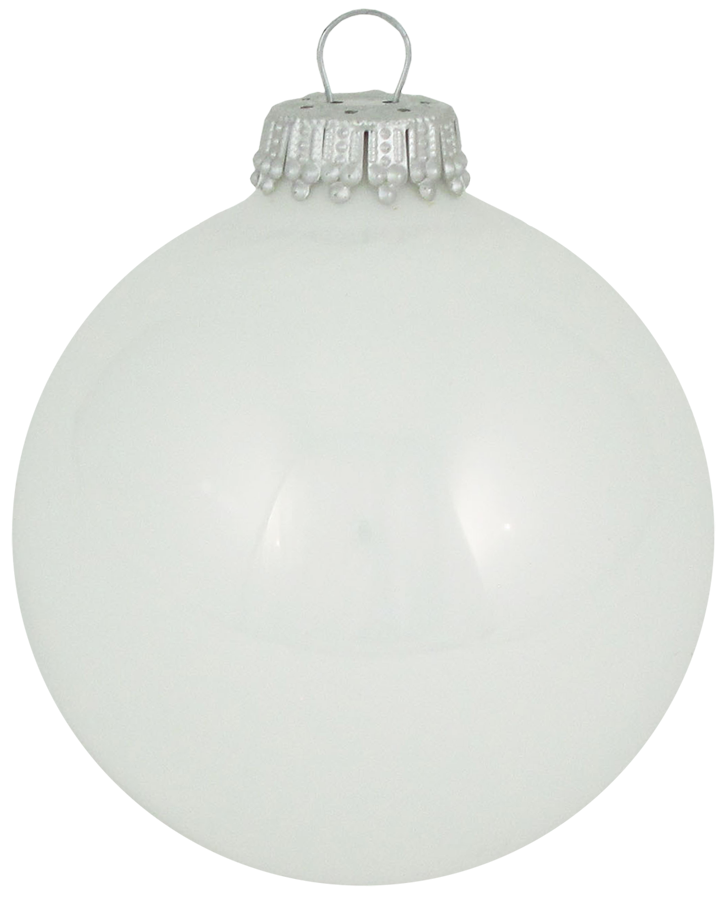 Christmas By Krebs Made in The USA Designer Seamless Glass Christmas Ball Ornaments, 2 5/8" (67mm), 8 Pieces (Shiny Porcelain White)
