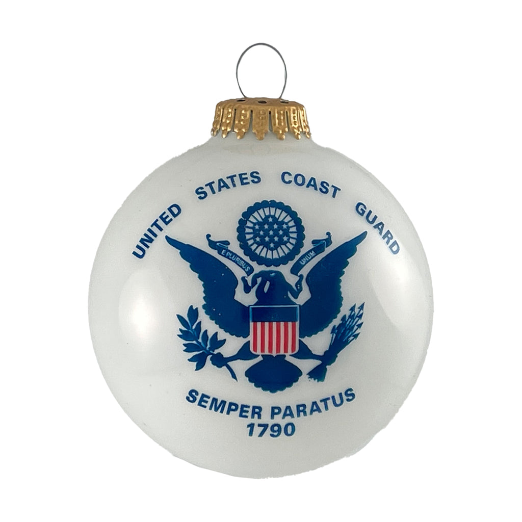 Christmas Tree Ornaments Made in the USA - 80mm / 3.25" Decorated Collectible Glass Balls from Christmas by Krebs - Handmade Hanging Holiday Decoration for Trees (USCG with Established Date)