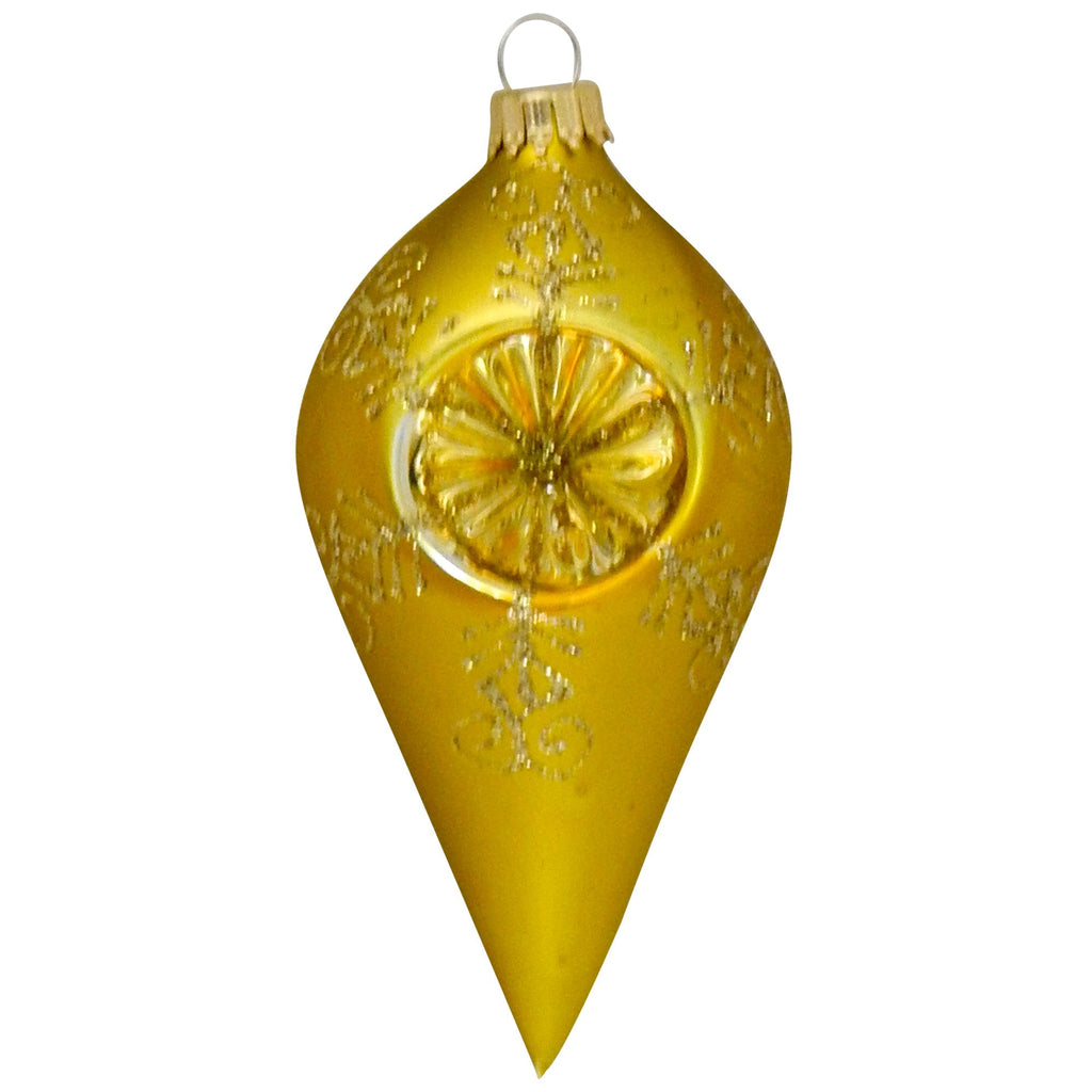 Green Glaze Shine / Velvet 4" Drop Shapes with Gold Reflectors (4)"
