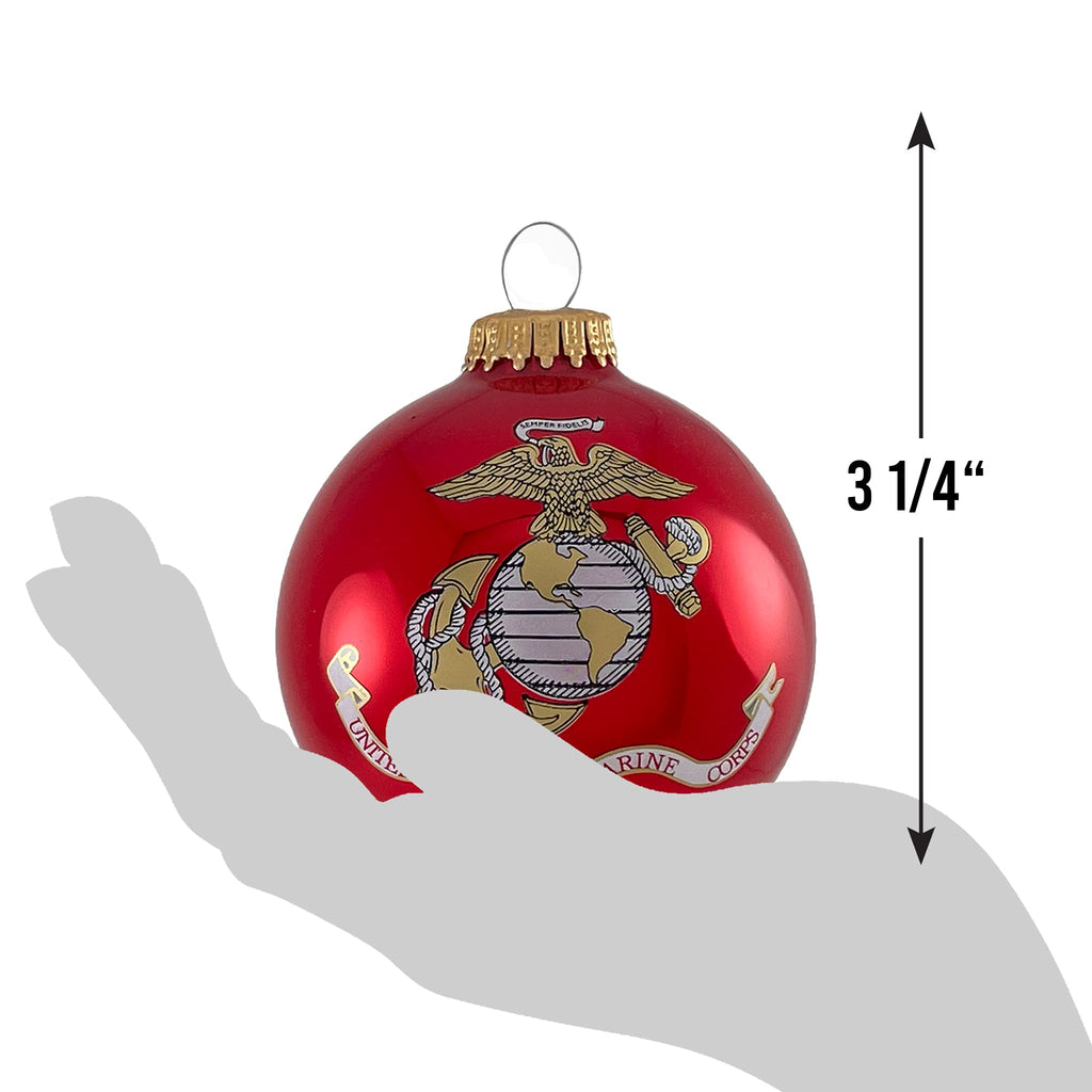 Christmas Tree Ornaments Made in the USA - 80mm / 3.25" Decorated Collectible Glass Balls from Christmas by Krebs - Handmade Hanging Holiday Decoration for Trees (USM with Established Date)