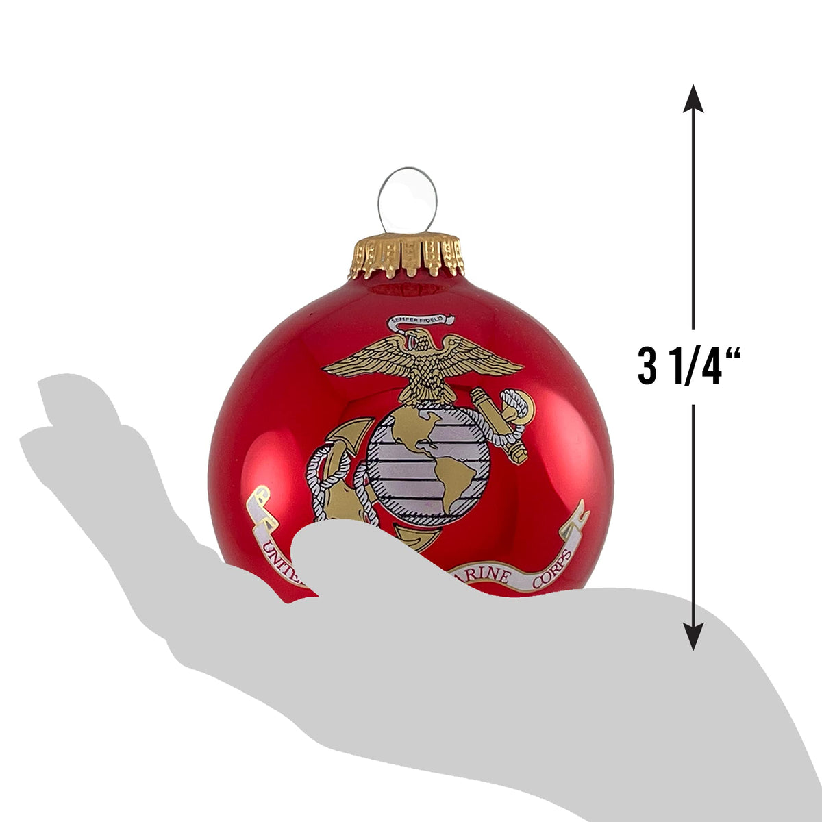 Christmas Tree Ornaments Made in the USA - 80mm / 3.25" Decorated Collectible Glass Balls from Christmas by Krebs - Handmade Hanging Holiday Decoration for Trees (USM with Established Date)