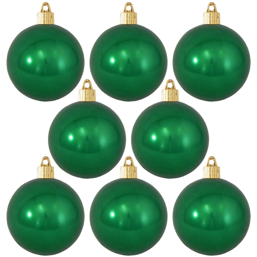 Christmas By Krebs 3 1/4" (80mm) Shiny Blarney Green [8 Pieces] Solid Commercial Grade Indoor and Outdoor Shatterproof Plastic, UV and Water Resistant Ball Ornament Decorations